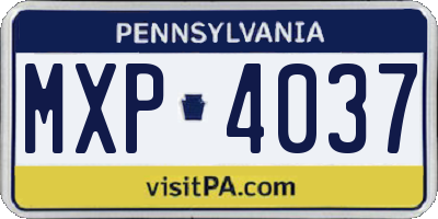 PA license plate MXP4037