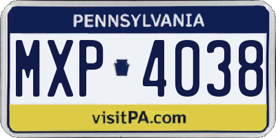 PA license plate MXP4038