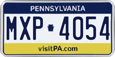 PA license plate MXP4054