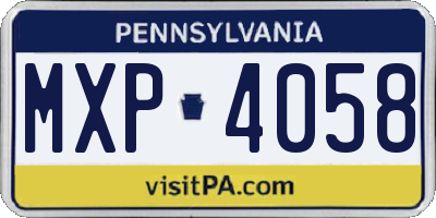 PA license plate MXP4058