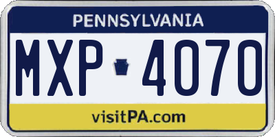 PA license plate MXP4070