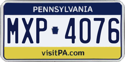 PA license plate MXP4076