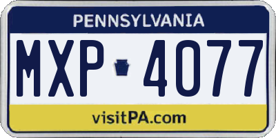 PA license plate MXP4077