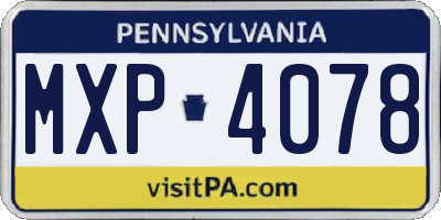 PA license plate MXP4078