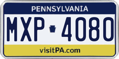 PA license plate MXP4080