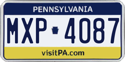PA license plate MXP4087