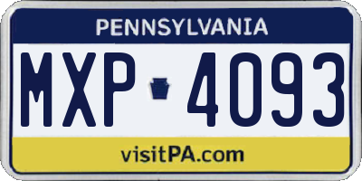 PA license plate MXP4093