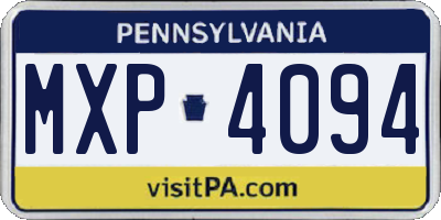 PA license plate MXP4094