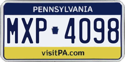 PA license plate MXP4098