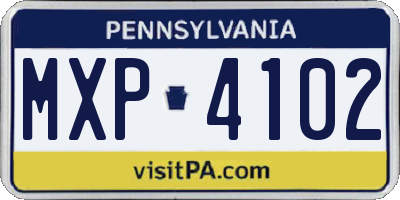 PA license plate MXP4102