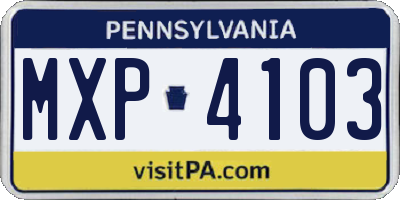 PA license plate MXP4103