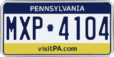 PA license plate MXP4104