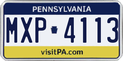 PA license plate MXP4113