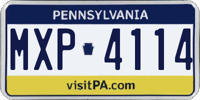 PA license plate MXP4114