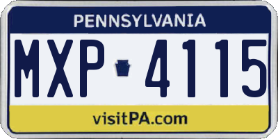 PA license plate MXP4115
