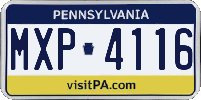 PA license plate MXP4116
