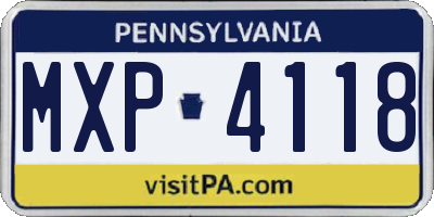 PA license plate MXP4118