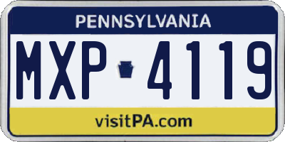 PA license plate MXP4119