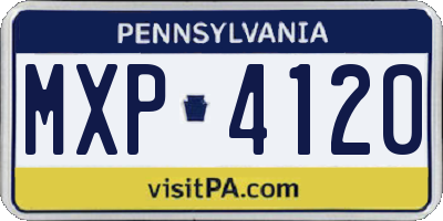 PA license plate MXP4120