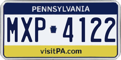 PA license plate MXP4122