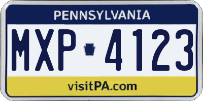 PA license plate MXP4123