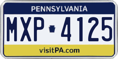 PA license plate MXP4125