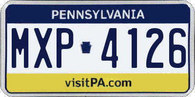 PA license plate MXP4126