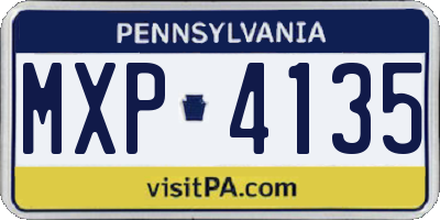 PA license plate MXP4135