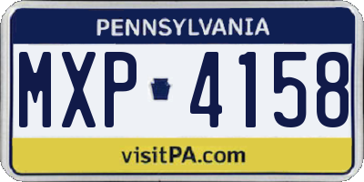 PA license plate MXP4158