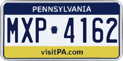 PA license plate MXP4162