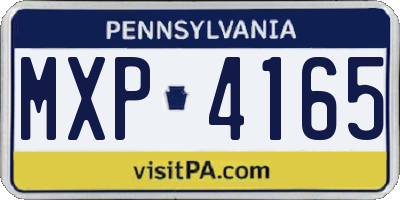 PA license plate MXP4165