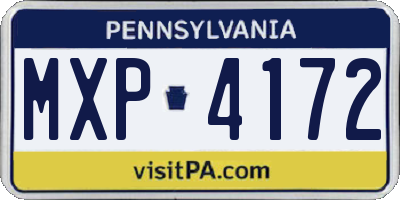 PA license plate MXP4172