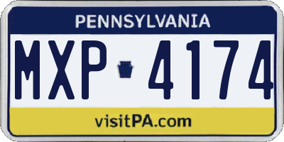 PA license plate MXP4174