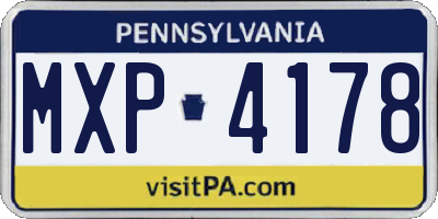 PA license plate MXP4178