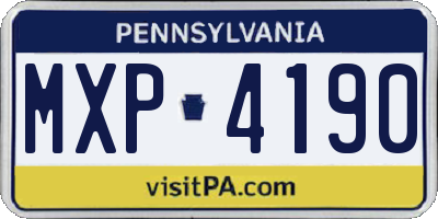 PA license plate MXP4190