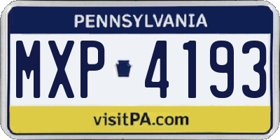 PA license plate MXP4193