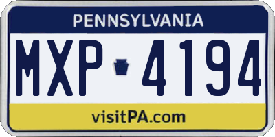 PA license plate MXP4194