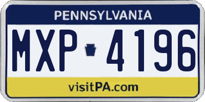 PA license plate MXP4196