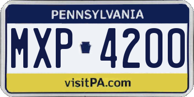 PA license plate MXP4200