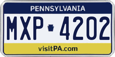 PA license plate MXP4202