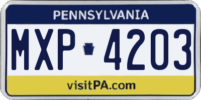 PA license plate MXP4203