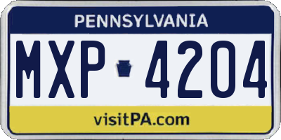 PA license plate MXP4204