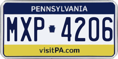 PA license plate MXP4206