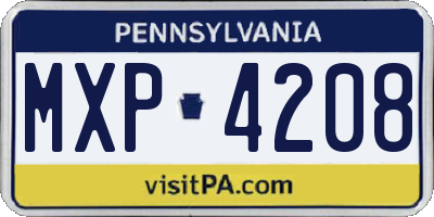 PA license plate MXP4208