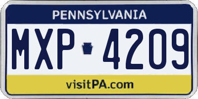 PA license plate MXP4209