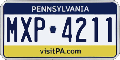 PA license plate MXP4211