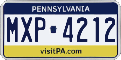 PA license plate MXP4212