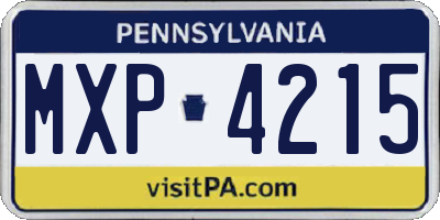 PA license plate MXP4215