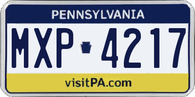 PA license plate MXP4217