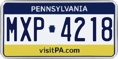 PA license plate MXP4218